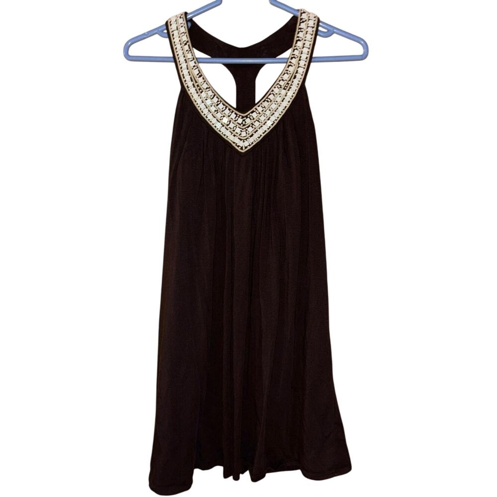 Y2K Victoria’s Secret brown bra top beaded tank top racerback built-in bra (M)